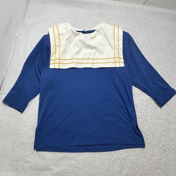 Vicky Vaughn Tops - Vintage Deadstock NWT Women's 9 Vicky Vaughn Blue 3/4 Sleeve T Shirt Top White